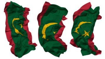 Mauritanie drapeau vagues isolé dans différent modes avec bosse texture, 3d le rendu png