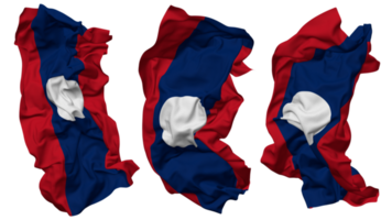 Laos bandera olas aislado en diferente estilos con bache textura, 3d representación png