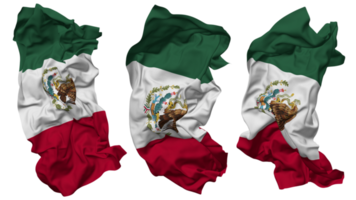 Mexico vlag golven geïsoleerd in verschillend stijlen met buil textuur, 3d renderen png