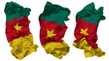 cameroon flagga vågor isolerat i annorlunda stilar med stöta textur, 3d tolkning png