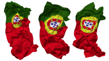 Portugal vlag golven geïsoleerd in verschillend stijlen met buil textuur, 3d renderen png