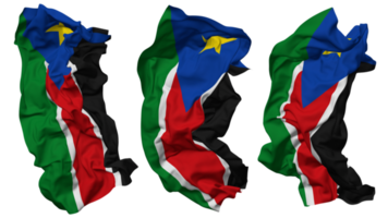 South Sudan Flag Waves Isolated in Different Styles with Bump Texture, 3D Rendering png