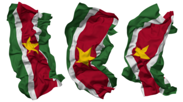 Suriname vlag golven geïsoleerd in verschillend stijlen met buil textuur, 3d renderen png