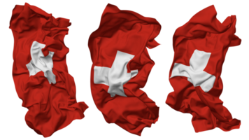 Suiza bandera olas aislado en diferente estilos con bache textura, 3d representación png