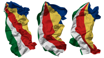 Seychellerna flagga vågor isolerat i annorlunda stilar med stöta textur, 3d tolkning png