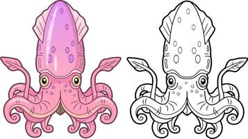 cute cartoon squid coloring book vector