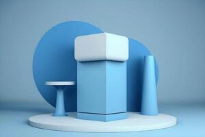 3d abstract pedestal podium with rounded corners in background photo