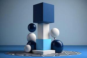 3d abstract pedestal podium with rounded corners in background photo