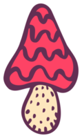 Color groove mushroom psychedelic stickers. Retro design of hipster icons Doodle style graphic. Vintage trippy cartoon 60 70 80 90 trendy PNG illustration