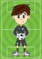Cute Cartoon Football Soccer Goalkeeper on Pitch - Sports Illustration vector
