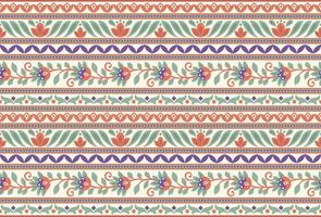 Set Ethnic Seamless borders and flower ornament, motif draws working illustration flowers and  ornament motif India design elements Neckline pattern or, repeat the floral texture vector