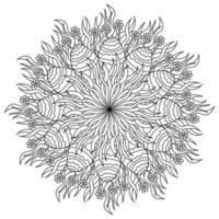 Mandala with Easter eggs in grass and flowers, coloring page for holiday activity vector