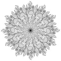 Mandala with Easter eggs in grass and flowers, coloring page for holiday activity vector