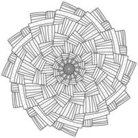 Mandala with rectangular petals and dots, antistress coloring page for creativity vector