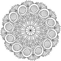 mandala con a rayas círculos, meditativo resumen colorante página vector