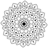 Abstract mandala with petals and dots, meditative coloring page for design and creativity vector