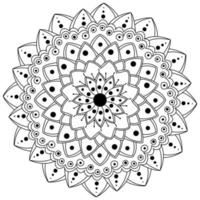 Abstract mandala with petals and dots, meditative coloring page for design and creativity vector