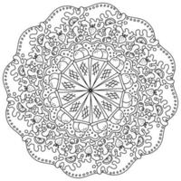 Funny mandala with ice cream cones and juicy fruits, coloring page with ornate patterns and desserts vector