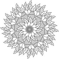 Mandala with Easter eggs in flowers, coloring page for holiday activity vector