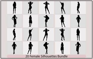 silhouette of a female,vector black silhouettes of beautiful female,female, group of silhouettes, vector