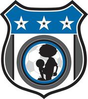 Cartoon Soccer Football Player in Shield Badge with Stars - Sports Illustration vector