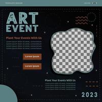 Art event social media post template design. Great for promoting and announcing your best events vector