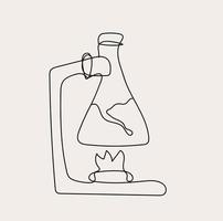 Minimalist Chemistry Equipment Line Art, Science Outline Drawing, Simple Sketch, Flask Experiment vector