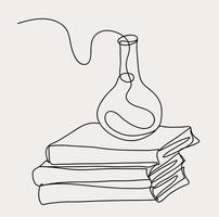 Minimalist Chemistry Equipment Line Art, Science Outline Drawing, Simple Sketch, Flask Experiment vector