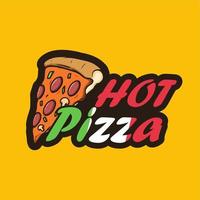 hot pizza logo design on yellow background vector