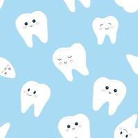 Cute seamless pattern with white smiling teeth vector