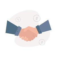 Illustration of a handshake, on a background of dollar signs. Two people shake hands, on a background of dollars vector