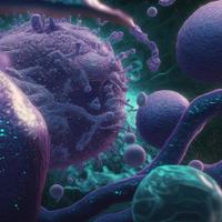 Abstract background bacteria and viruses. 3D illustration. Scientific microcosm  background. Realistic illustration. Ai render. photo