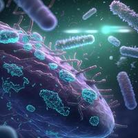 Abstract background bacteria and viruses. 3D illustration. Scientific microcosm  background. Realistic illustration. Ai render. photo