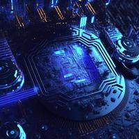 Abstract  futuristic central computer Processors CPU concept. Motherboard digital chip.  Integrated communication processor. 3D illustration.  Ai render photo