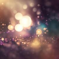 Romantic festive blurred background with bokeh lights effects. . photo