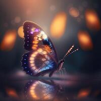 Beautiful butterfly on a fabulous blurred background. . photo