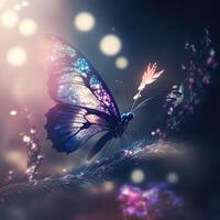 Beautiful butterfly on a fabulous blurred background. . photo