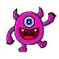 8 Bit happy illustration monster design kawaii vector