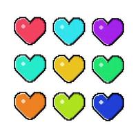 set pixel art icon love vector design