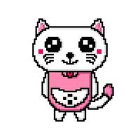 cute pixel art cat illustration design vector