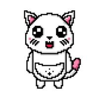 Pixel art cute cat illustration design  mascot kawaii vector