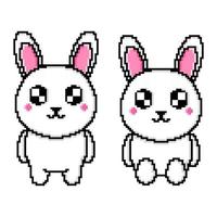 Vector 8 Bit cute rabbit design mascot kawaii