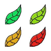 Set pixel art leaf illustration design vector