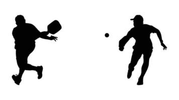 Two pickle ball player silhouette. vector