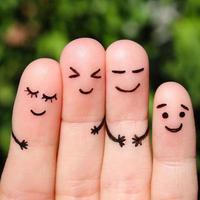 Finger art of friends. The concept of a group of people laughing. photo