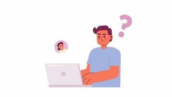 Animated developers in remote team. Web development. Collaboration. 2D cartoon flat characters 4K video footage on white with alpha channel transparency. Concept animation for web design