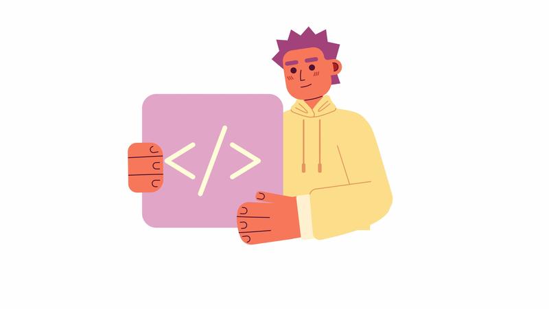 Animated professional programmer. Coding skills. Software developer job ...