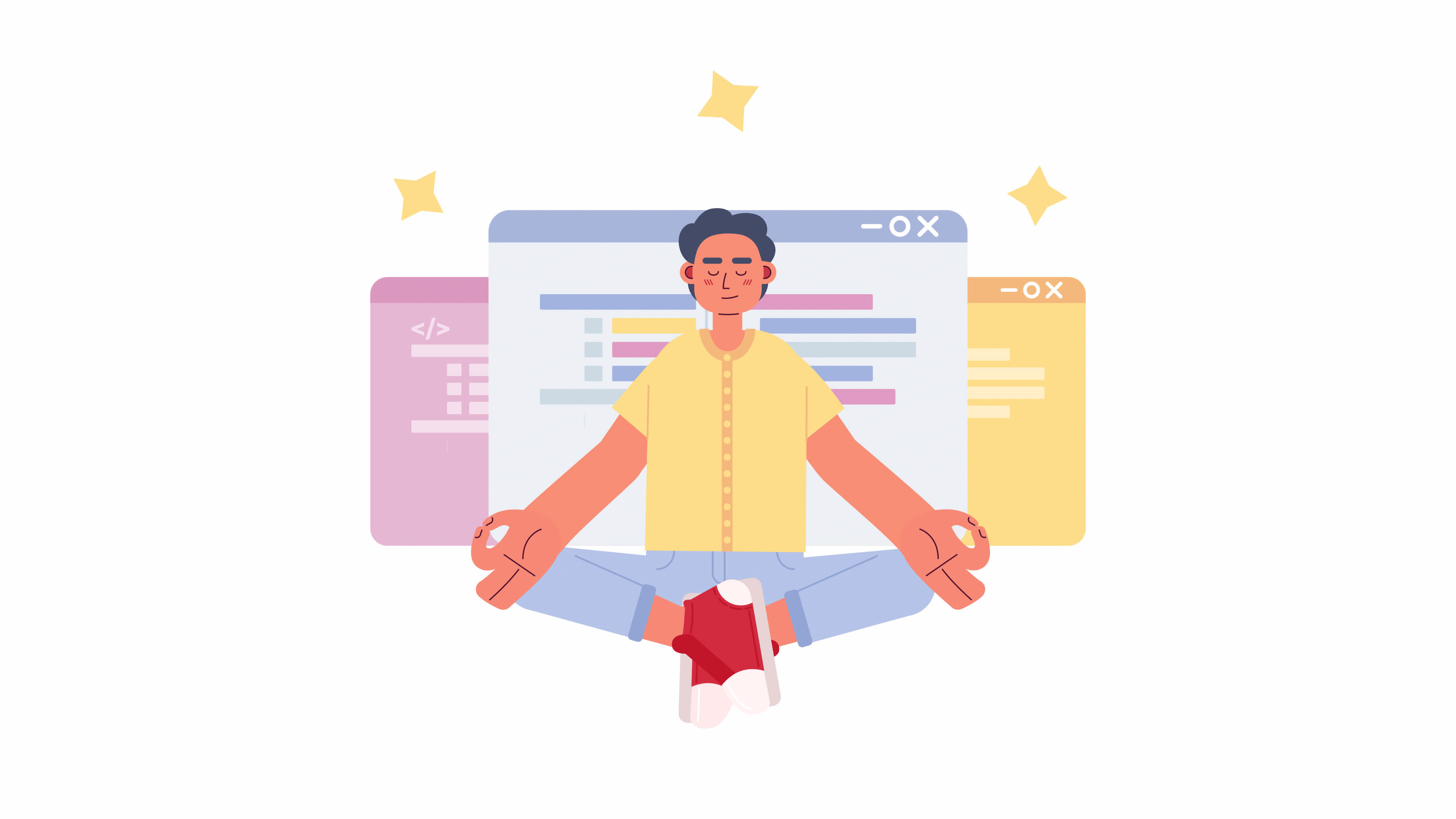 Animated become programmer expert. Improving programming skills. Coder ...