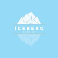 Iceberg Logo, Antarctic Mountains Vector In Ice Blue Color, Nature Design, Product Brand Illustration Template Icon