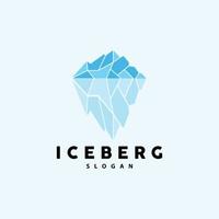 Iceberg Logo, Antarctic Mountains Vector In Ice Blue Color, Nature Design, Product Brand Illustration Template Icon